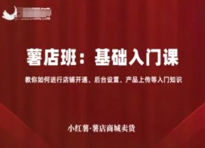 小红薯薯店商城卖货,基础入门课,教你如何进行店铺开通、后台设置、产品上传等入门知识-学习笔记资源库