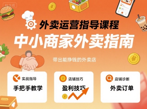 外卖运营指导课程，中小商家外卖指南，手把手带出能挣钱的外卖店-学习笔记资源库