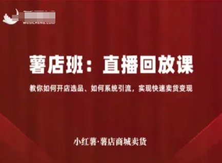 小红薯薯店商城卖货直播回放课，教你如何开店选品、如何系统引流，实现快速卖货变现-学习笔记资源库