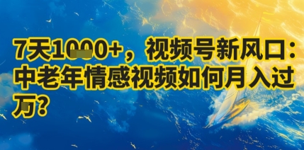 7天收益1k+，视频号新风口：中老年情感视频如何月入过W?-学习笔记资源库