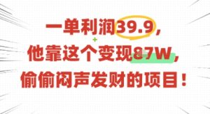 一单利润39.9,有人靠这个变现几十个,偷偷闷声发财的项目-学习笔记资源库