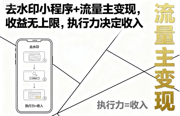 去水印小程序+流量主变现，收益无上限，执行力决定收入-学习笔记资源库