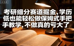 考研细分赛道掘金,日入1k+,学历低也能轻松做保姆式手把手教学,不做真的亏大了【揭秘】-学习笔记资源库