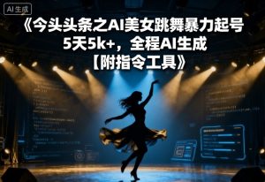 今日头条之AI美女跳舞暴力起号,5天1k+,全程AI生成【附指令工具】-学习笔记资源库