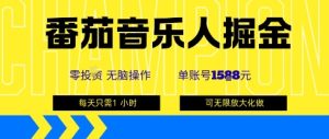 番茄音乐人掘金,单账号最高可撸1k+,可无限矩阵去做,零投入-学习笔记资源库