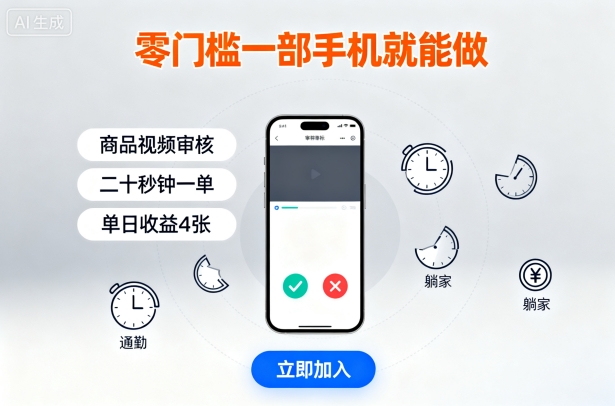 零门槛一部手机就能做，商品视频审核，通勤躺家碎片时间都能做，二十秒钟一单，单日收益4张【揭秘】-学习笔记资源库
