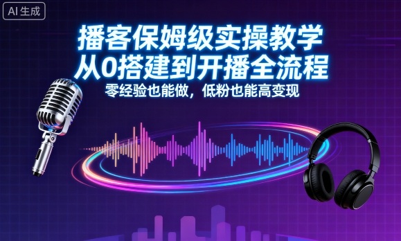 播客保姆级实操教学，从0搭建到开播全流程，零经验也能做，低粉也能高变现-学习笔记资源库