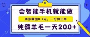 手机项目,二十秒一单,纯薅羊毛一天2张+做就有【揭秘】-学习笔记资源库