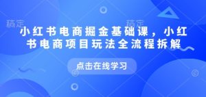 小红书电商掘金课,小红书电商项目玩法全流程拆解(更新9月)-学习笔记资源库
