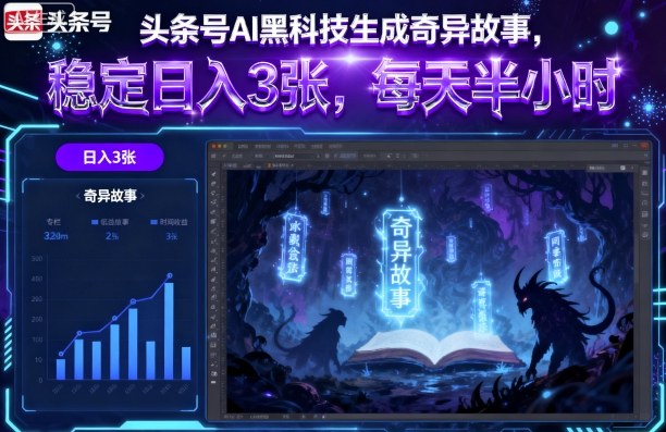 头条号AI黑科技生成奇异故事，稳定日入3张，每天半小时-学习笔记资源库