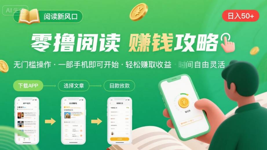 零撸阅读新风口，无门槛轻松挣，一部手机，日入 50-3张【揭秘】-学习笔记资源库