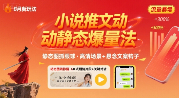 8月小说推文全新玩法，动静态图片+搭配小说文案爆量玩法-学习笔记资源库