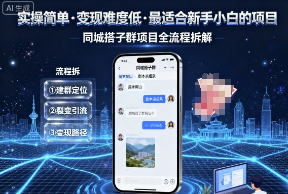 实操简单，变现难度低，最适合新手小白做的项目，每天轻松收入3张，同城搭子群项目全流程拆解-学习笔记资源库