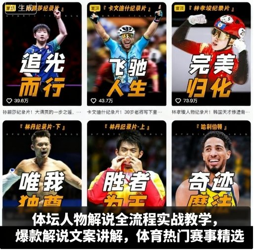 体坛人物解说全流程实战教学，爆款解说文案讲解，体育热门赛事精选-学习笔记资源库