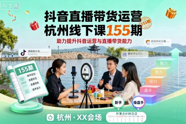 抖音直播带货运营杭州线下课155期，助力提升抖音运营与直播带货能力-学习笔记资源库