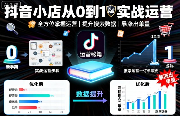 抖音小店从0到1实战运营，帮你全方位掌握小店运营，提升搜索数据与出单量-学习笔记资源库
