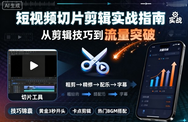 短视频切片剪辑实战指南，从剪辑技巧到流量突破-学习笔记资源库
