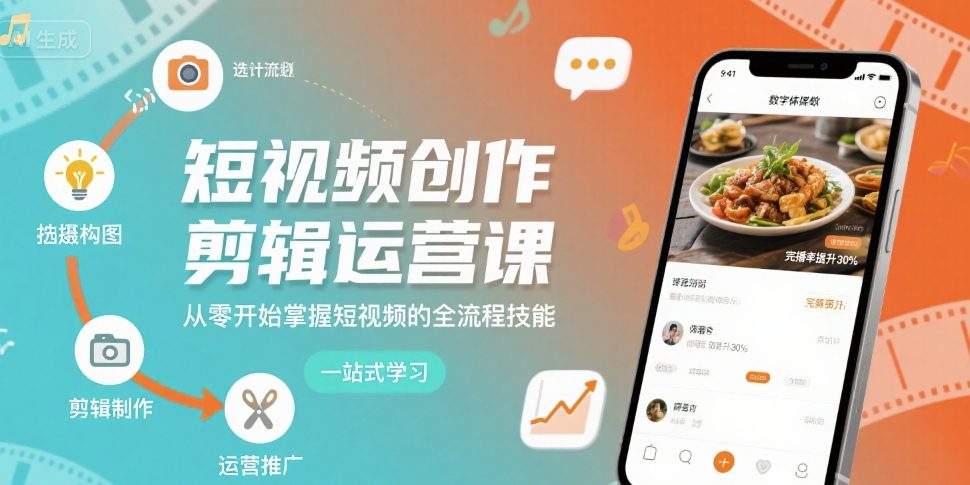 短视频创作剪辑运营课，从零开始掌握短视频的全流程技能-学习笔记资源库