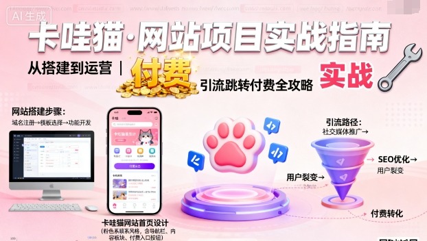卡哇猫·网站项目，网站搭建与运营以及引流跳转付费-学习笔记资源库