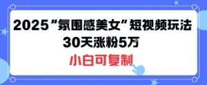 不露脸也能火!2025“氛围感美女”短视频玩法,30天涨粉5W小白可复制-学习笔记资源库