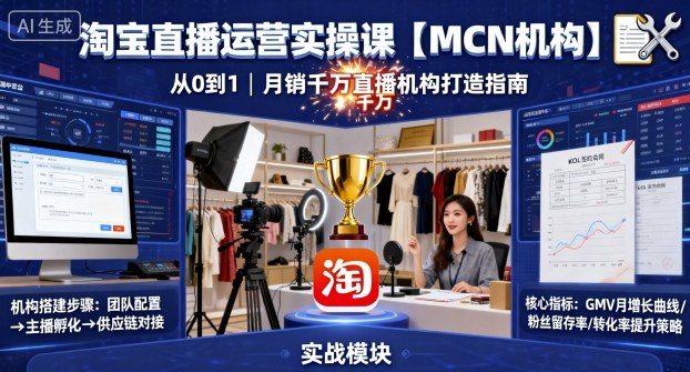 淘宝直播运营实操课【MCN机构】，从0到1做一家月销千W的直播机构-学习笔记资源库