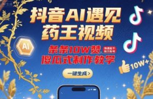抖音AI遇见药王视频,条条10W赞,快速起千粉万粉号,傻瓜式制作教学-学习笔记资源库