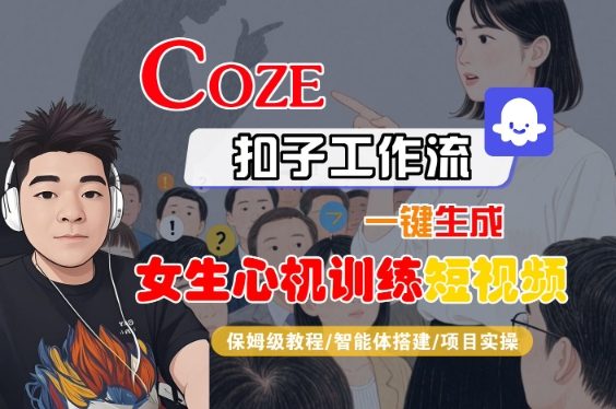 COZE扣子工作流一键生成女生心机训练短视频，保姆级教程-智能体搭建-项目实操-学习笔记资源库