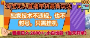 淘宝无人直播带货最新玩法,独家技术不违规,也不封号,全自动运行,只需挂着,  稳定日入2k【揭秘】-学习笔记资源库