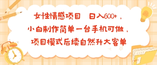 女性情感项目 小白制作简单一台手机可做 项目模式后续自然升大客单 日入6张-学习笔记资源库