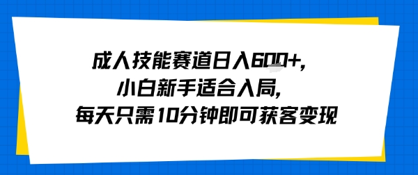 成人技能赛道日入多张，小白新手适合入局，每天只需10分钟即可获客变现-学习笔记资源库