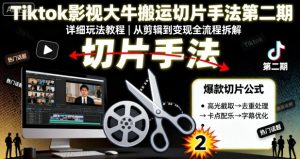Tiktok影视大牛搬运切片手法第二期,详细玩法教程-学习笔记资源库