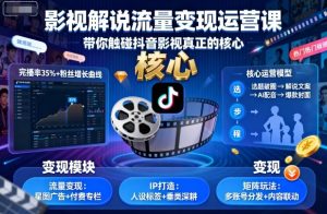 影视解说流量变现运营课,带你触碰抖音影视真正的核心-学习笔记资源库