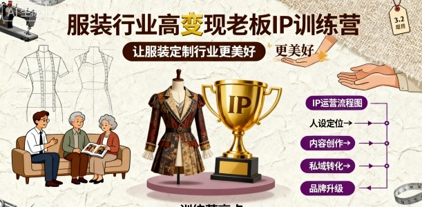 服装行业高变现老板IP训练营，让服装定制行业更美好-学习笔记资源库