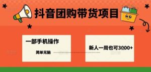 抖音团购带货项目,一部手机简单操作,一周3k+-学习笔记资源库