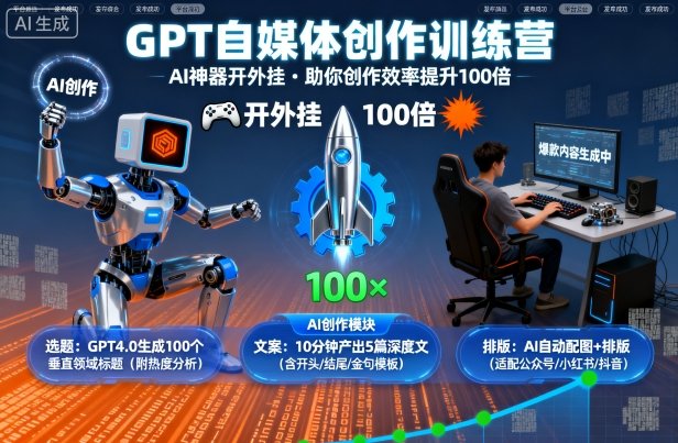GPT自媒体创作训练营：AI神器开外挂，助你创作效率提升100倍-学习笔记资源库