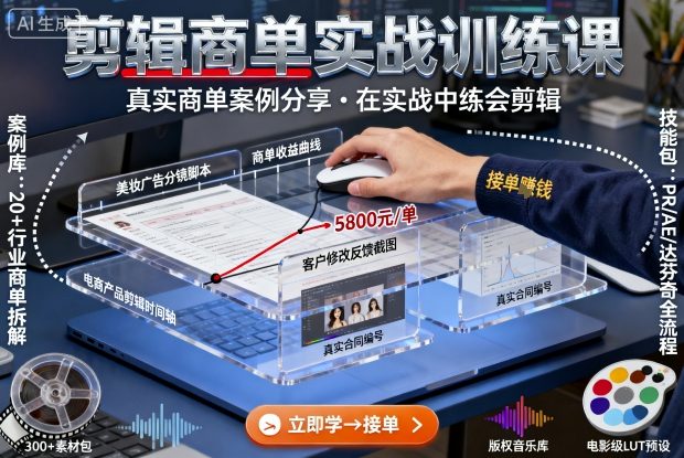 剪辑商单实战训练课，真实商单案例分享，在实战中练会剪辑-学习笔记资源库