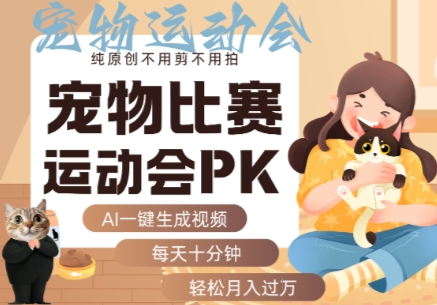 AI一键生成宠物比赛运动会PK视频，纯原创不用剪不用拍，每天十分钟，轻松月入过1W+-学习笔记资源库