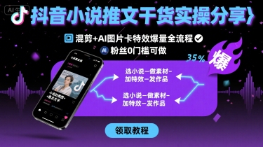 抖音小说推文干货实操分享，混剪+AI图片卡特效爆量全流程，0粉丝0门槛可做-学习笔记资源库