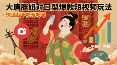 大唐胖妞对口型爆款短视频玩法，快速起千粉万粉号-学习笔记资源库