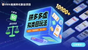 拼多多虚拟类目玩法,0成本,可矩阵操作,月入1W+-学习笔记资源库