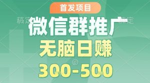 首发项目,微信群推广,一天15单,每单利润10米,无脑日入3-5张【揭秘】-学习笔记资源库