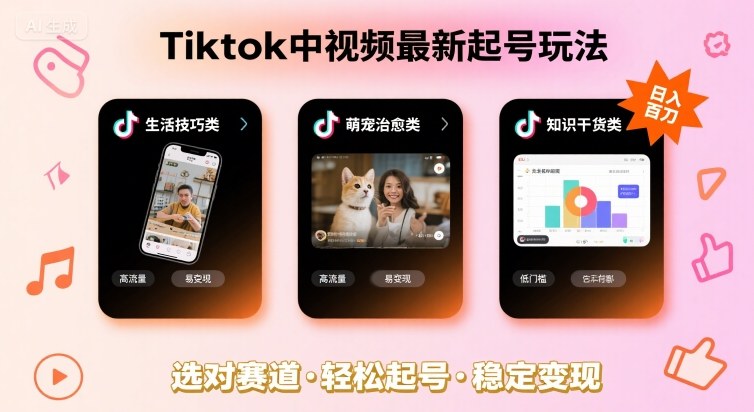 Tiktok中视频最新起号玩法，想要日入百刀，做好这几个赛道就可以了-学习笔记资源库