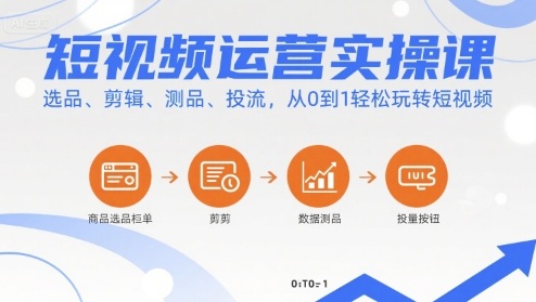短视频运营实操课，选品、剪辑、测品、投流，从0到1轻松玩转短视频-学习笔记资源库