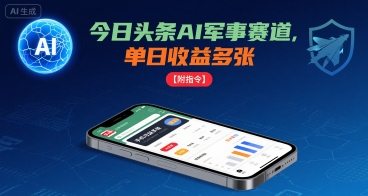 今日头条AI军事赛道，单日收益多张 ，手机可做【附指令】-学习笔记资源库