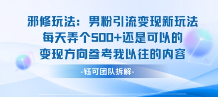 邪修玩法：男粉引流变现新玩法每天弄个5张还是可以的变现方向参考我以往的内容-学习笔记资源库