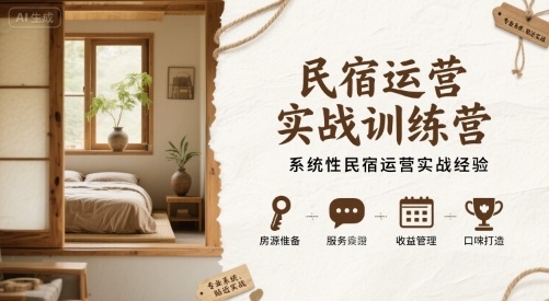 民宿运营实战训练营，系统性民宿运营实战经验-学习笔记资源库