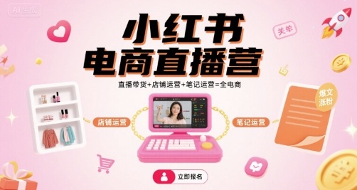 小红书电商直播营，直播带货+店铺运营+笔记运营=全电商-学习笔记资源库