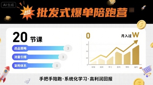 批发式爆单陪跑营，20节课带你实现批发式爆单，带你经松月入过W-学习笔记资源库