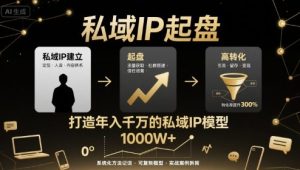 私域IP起盘,私域ip建立、起盘、高转化,打造年入千万的私域ip模型-学习笔记资源库