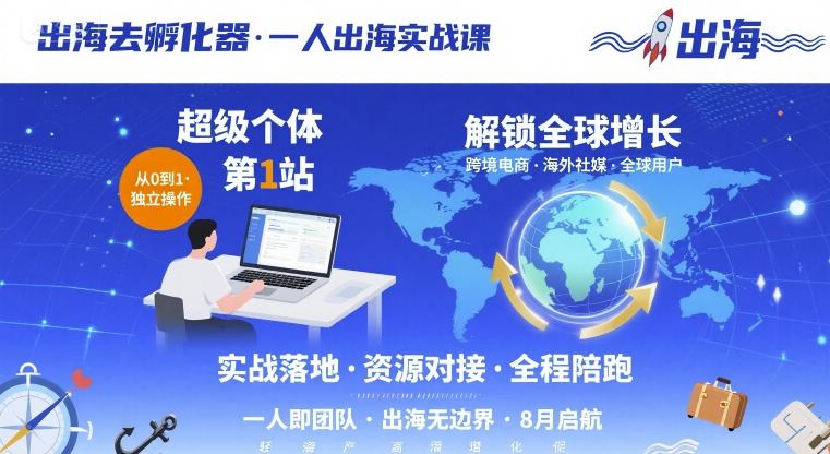 出海去孵化器，一人出海实战课，​超级个体第1站，解锁全球增长-学习笔记资源库